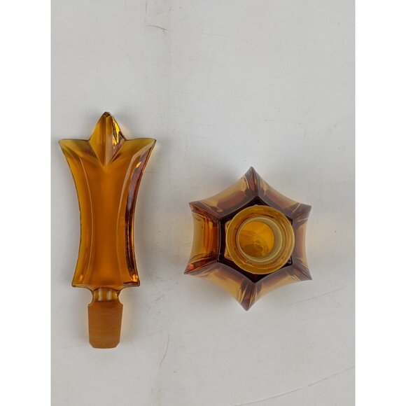 Vintage West Germany Irice Amber Glass Perfume Bottle Pineapple 6" Tall - Picture 5 of 12